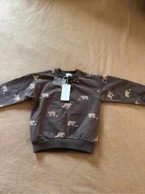 Jamie Kay Brown Bear Print Crewneck Sweatshirt